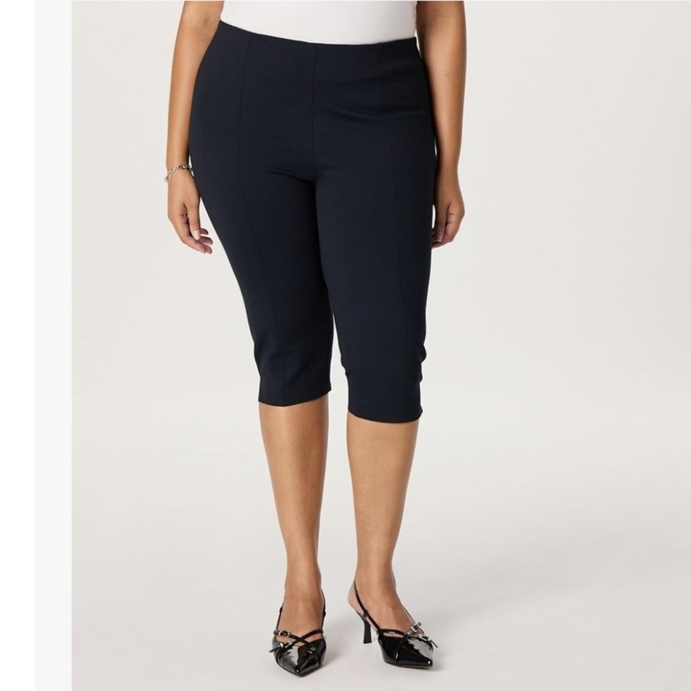 The Drop Women's Black Capri Pants Size 2X Stretchy‎ Comfort Fit Trousers
